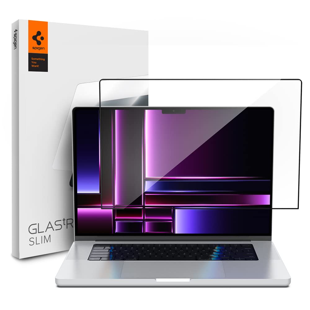 Spigen Tempered Glass Screen Protector [GlasTR Slim] Designed for MacBook Pro 16 inch (M4 Pro / M4 Pro Max / M3 series / M2 series / M1 series)