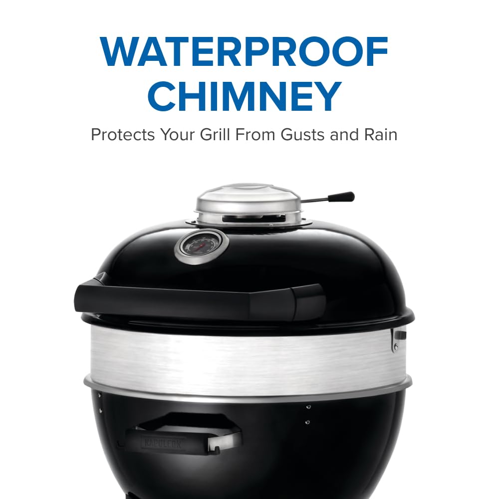 Napoleon PRO18 Compact Charcoal Kettle Grill, Black, Porcelain-Enameled Lid and Bowl, Chrome-Plated Cooking Grid