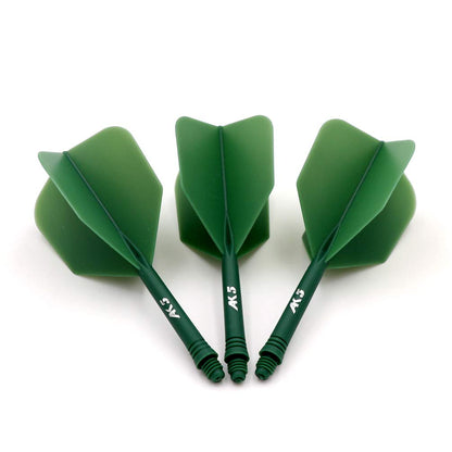 CUESOUL Integrated Dart Shaft and Flights Set of 3, 28mm Standard Shape, All Green, Model CSAK-53YS, Crystal Material