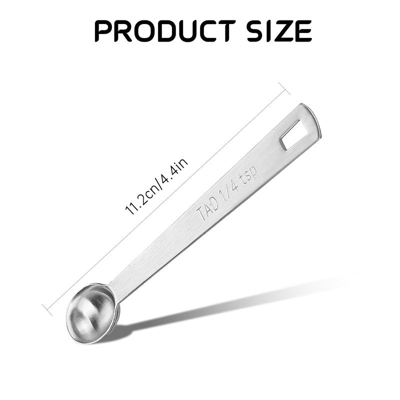 4 PCS 1/4 Teaspoon (1/4 Tsp | 1.25 mL | 1.25 cc) Single Measuring Spoon, Stainless Steel 1/4 Tsp Small Measuring Spoon Mini Measuring Spoons