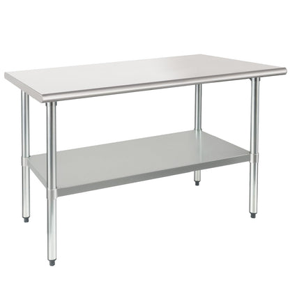 HARDURA Stainless Steel Table 30X48 Inches with Undershelf and Galvanized Legs NSF Heavy Duty Commercial Prep Work Table for Restaurant Kitchen Home and Hotel