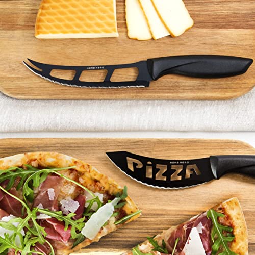 Home Hero Kitchen Knife Set with Sharpener - High Carbon Stainless Steel Knife Block Set with Ergonomic Handles (20 Pcs - Acrylic Black)