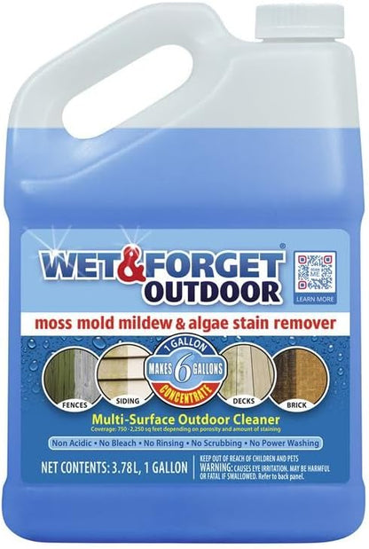 Wet & Forget Moss & Mold Remover - Powerful Multi-Surface Outdoor Cleaner, 128 Fl Oz