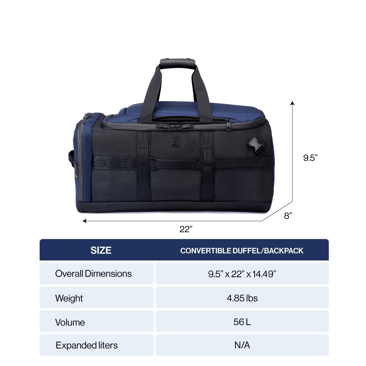 Travelpro Altitude Convertible Duffel/Backpack 56L, Water Resistant, Work, Business, Men and Women, Aviator Navy
