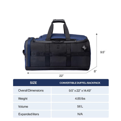 Travelpro Altitude Convertible Duffel/Backpack 56L, Water Resistant, Work, Business, Men and Women, Aviator Navy
