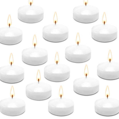50 Pack Floating Candles, 2'' White Unscented Dripless Wax Burning Candles, for Cylinder Vases, Weddings, Party and Holiday