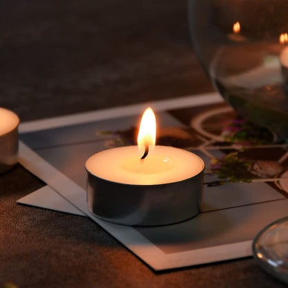 DEYBBY Natural Soy Wax Tealight Candles Bulk,100 Pack UnScented Tea Candle Set - 4 Hours Burning for Each