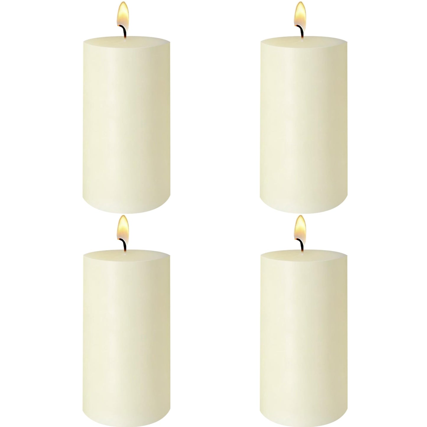 4 Pack Ivory Pillar Candles, 2x4 Inch, Long-Lasting, Dripless and Smokeless Unscented Candles, Ideal for Home Décor, Parties Weddings and Relaxation