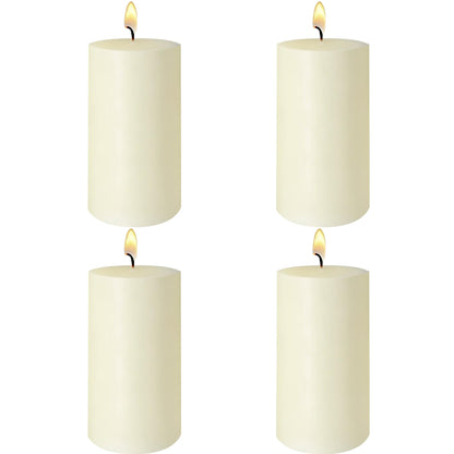 4 Pack Ivory Pillar Candles, 2x4 Inch, Long-Lasting, Dripless and Smokeless Unscented Candles, Ideal for Home Décor, Parties Weddings and Relaxation