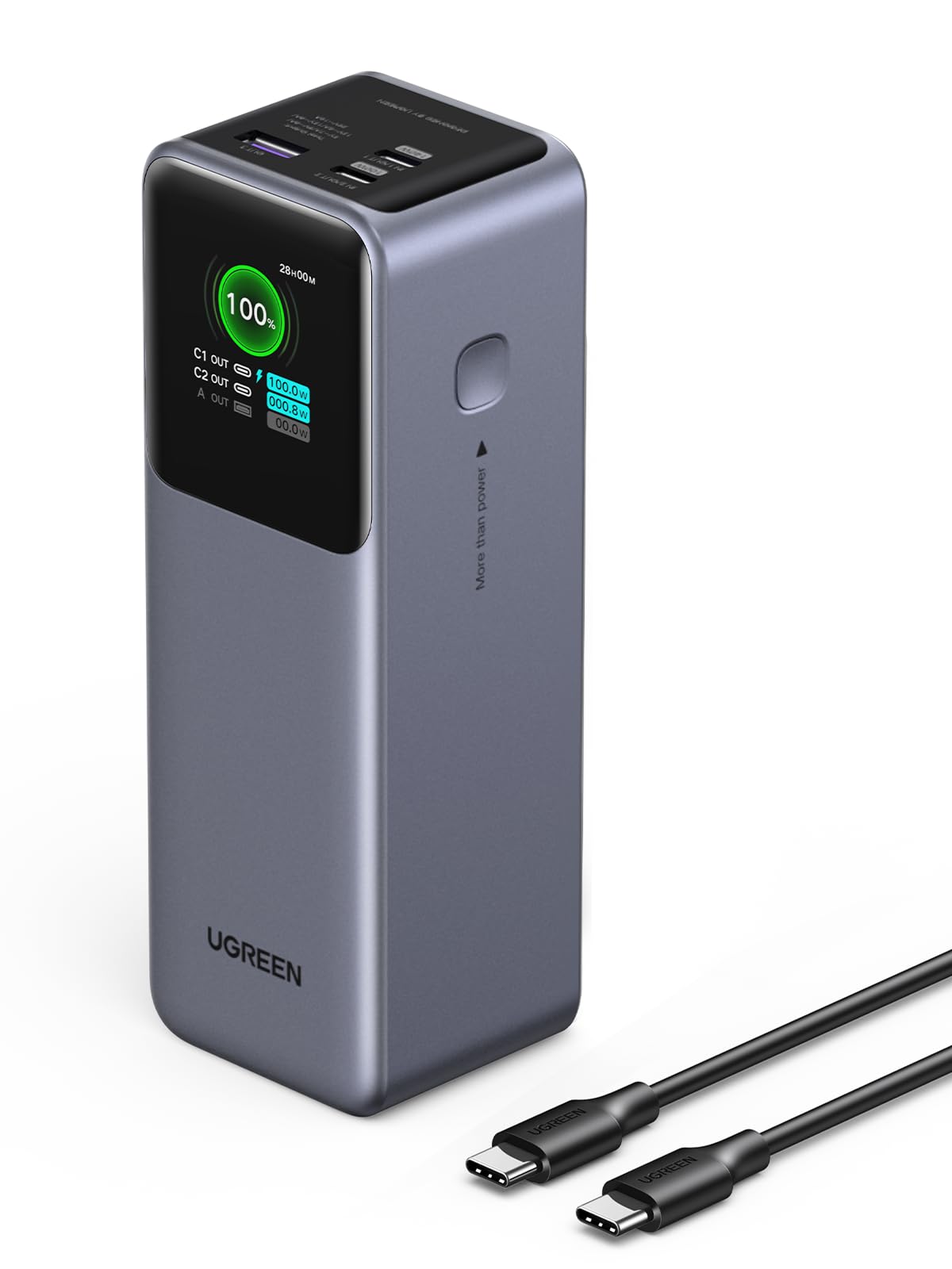 UGREEN Nexode Power Bank 25000mAh 200W Laptop Portable Charger PD 3.1 Fast Charging 90Wh 3-Port Battery Pack with TFT Smart Display for MacBook Pro/Air/ipad/iPhone 17/16/Samsung S26/Dell/HP and More