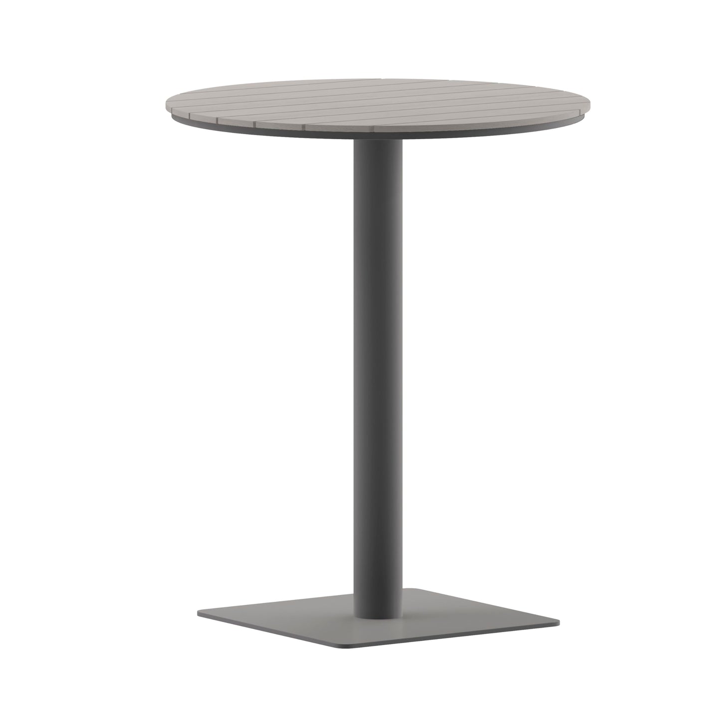 Flash Furniture Finch Commercial Grade Round 24" Table with Faux Teak Poly Slats and Steel Frame, Gray/Gray