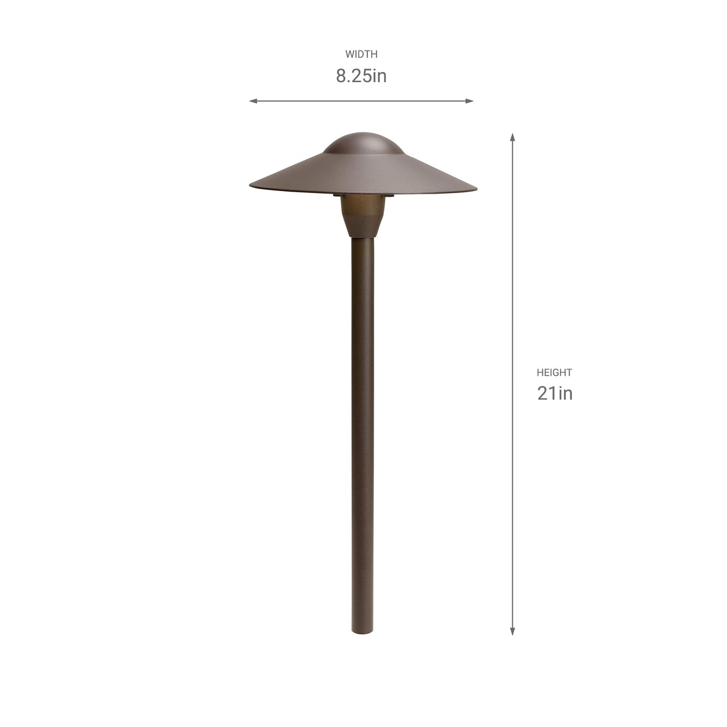 Kichler 8" Outdoor LED Path Light in Textured Architectural Bronze , 12V Adjustable Exterior Dome Light, (8.25" W x 21" H), 15310AZT