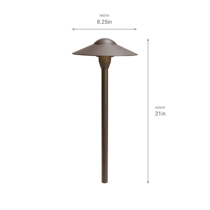Kichler 8" Outdoor LED Path Light in Textured Architectural Bronze , 12V Adjustable Exterior Dome Light, (8.25" W x 21" H), 15310AZT
