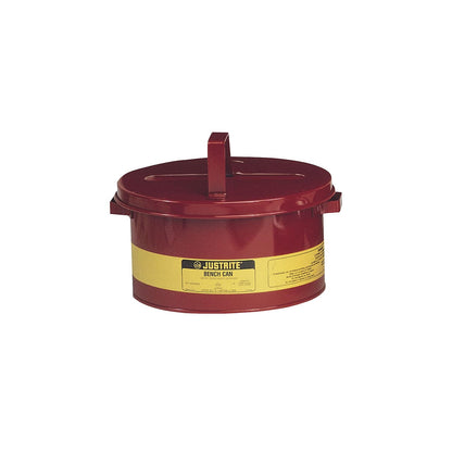 Justrite 10575 2 Gallon, 5 7/8" H, 11 1/2" O.D, 9 3/4" Diameter, 24 Gauge Premium Coated Steel Bench Can