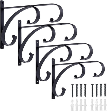 Skiennix 10-Inch Hanging Plant Hangers - Decorative Iron Hooks for Indoor/Outdoor Use | 4-Pack
