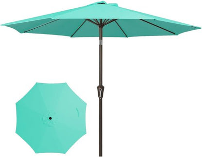 JEAREY 9FT Outdoor Patio Umbrella - Market Umbrella with Push Button Tilt & Crank | UV Protection, Waterproof (Teal)