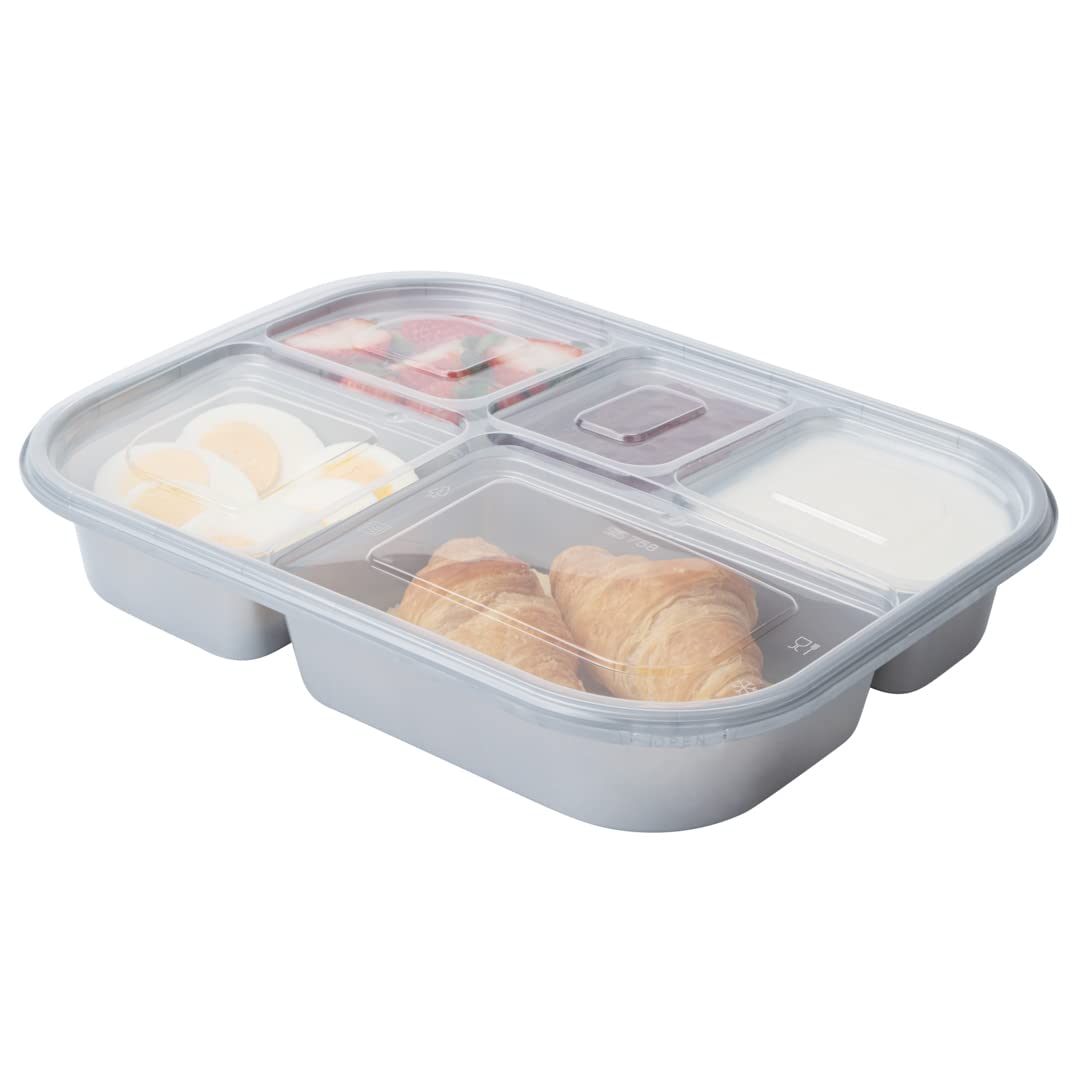 Restaurantware Futura 62 Ounce Meal Prep Containers With Lids 100 Tamper-Evident To Go Containers - Microwavable Disposable Silver Plastic Food Containers With Lids For Take Out or Lunches