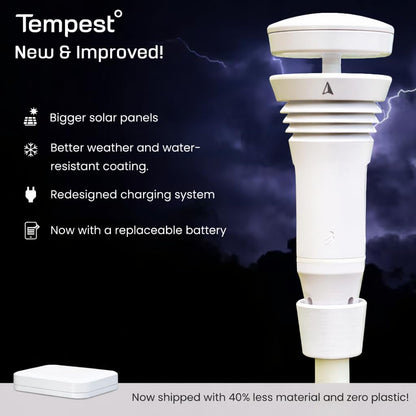 Tempest Weather Station with Built-in Wind Meter, Rain Gauge, and Accurate Weather Forecasts, Wireless, App and Alexa Enabled