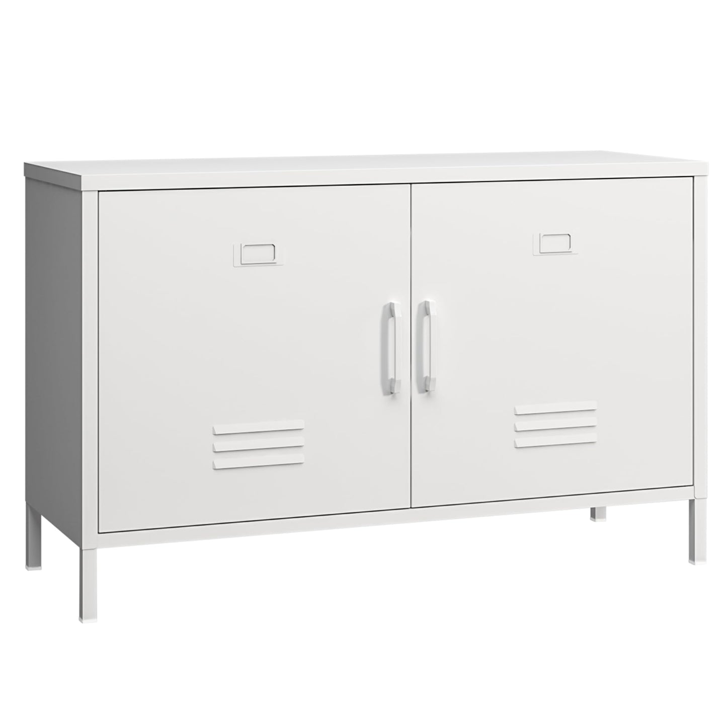 Elitehouse 2 Door Steel Accent Cabinet,White Metal Storage Cabinet with Adjustable Shelf,2-Tier Office Cabinet,Multipurpose Metal Locker Storage Cabinet for Office Home,Music Studio