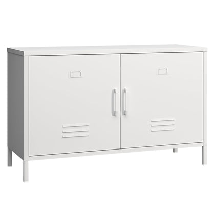 Elitehouse 2 Door Steel Accent Cabinet,White Metal Storage Cabinet with Adjustable Shelf,2-Tier Office Cabinet,Multipurpose Metal Locker Storage Cabinet for Office Home,Music Studio