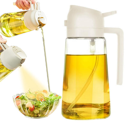 Oil Dispenser Bottle Glass Olive Oil Sprayer 2 Pcs: 2 in 1 Olive Oil Dispenser Bottle, Premium Oil Sprayer for Cooking, Glass Oil Spray Bottle for Air Fryer Salad BBQ Baking-470ml