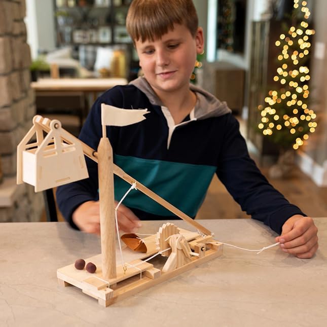 Fat Brain Toys Leonardo da Vinci Trebuchet - Wooden Engineering Kit for Teens