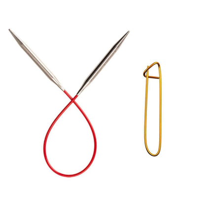 ChiaoGoo Knit Red 9 inch (23cm) Circular Knitting Needles US Size 5 (3.75mm) Stainless Steel 6009-5 with Stitch Holder