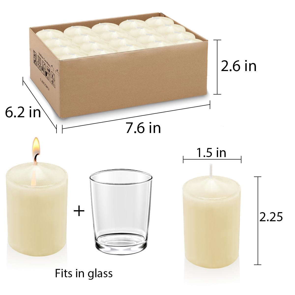 HOSVOT Ivory Votive Candles, 2.25 Inch Candle Votives, Unscented Small Cup Candles, Votive Candle Bulk for Wedding Church Party Spa Restaurants and Emergency (20 Pack, 2.25 Inch, Ivory)