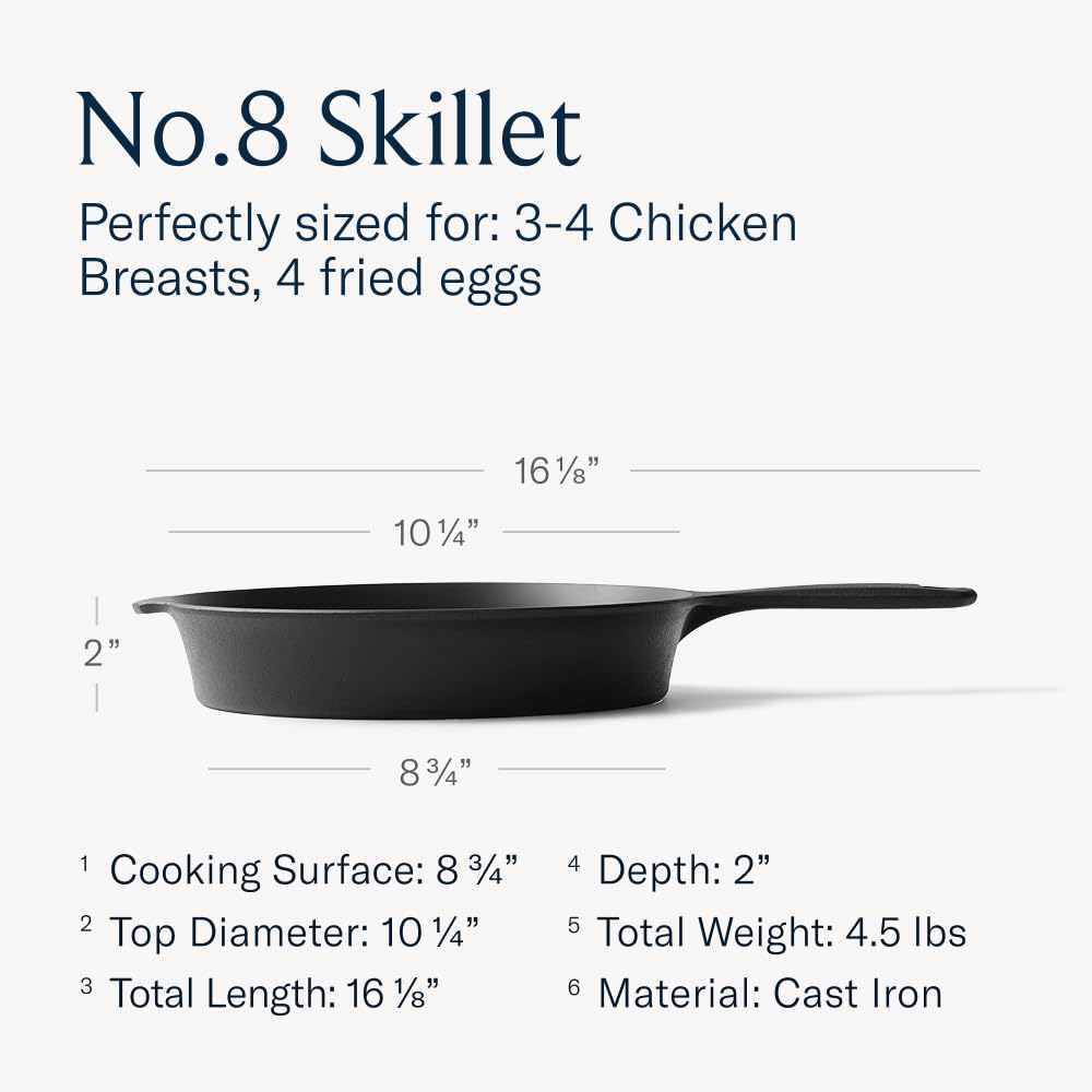 Field Company Medium Cast Iron Skillet – 10.25-Inch Pre-Seasoned Pan for 2–4 Servings, Lighter & Smooth, Made in USA