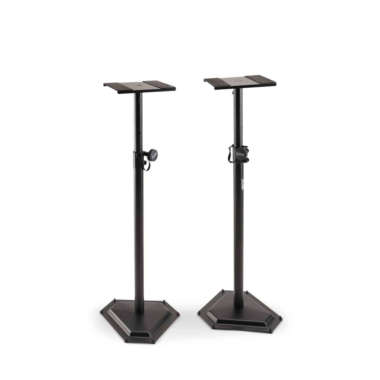 On-Stage SMS6600-P Hex-Base Monitor Stands Pair(Height-Adjustable Pedestal Studio Speaker Stands, Locking Pin, Hexagonal Base, Steel Construction, Nonslip Rubber Feet, Optional Floor Spikes, Black)