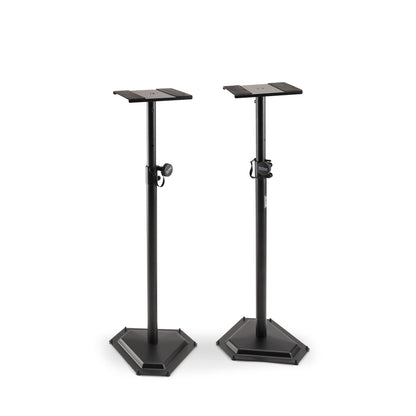 On-Stage SMS6600-P Hex-Base Monitor Stands Pair(Height-Adjustable Pedestal Studio Speaker Stands, Locking Pin, Hexagonal Base, Steel Construction, Nonslip Rubber Feet, Optional Floor Spikes, Black)