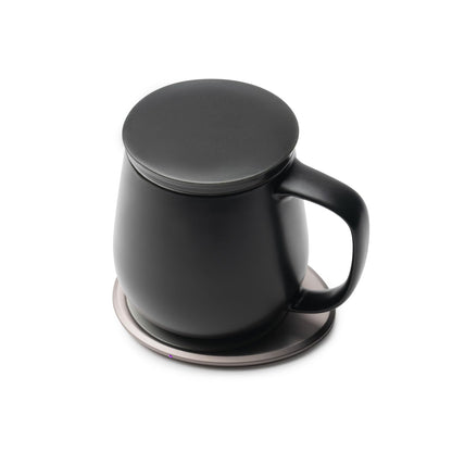 OHOM Ui+ Self-Heating Mug Set – Inkstone Black | 18 fl oz Ceramic Coffee & Tea Mug with Heating Pad