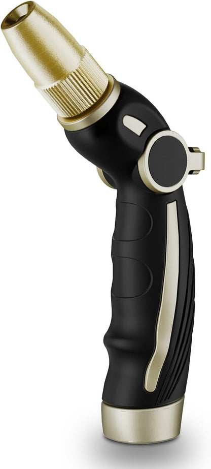 RESTMO High Pressure Hose Nozzle - Heavy Duty Brass Head | Adjustable Thumb Flow Control, 4 Spray Patterns