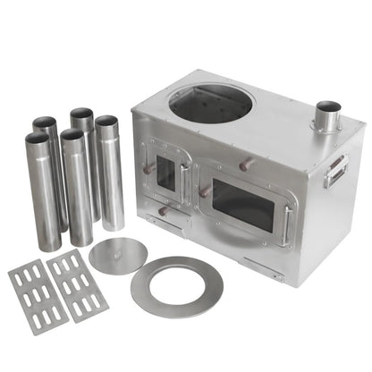 Large Camping Oven Stove Portable Outdoor Cooking Stove with Oven Tent Stove with Chimney Steel