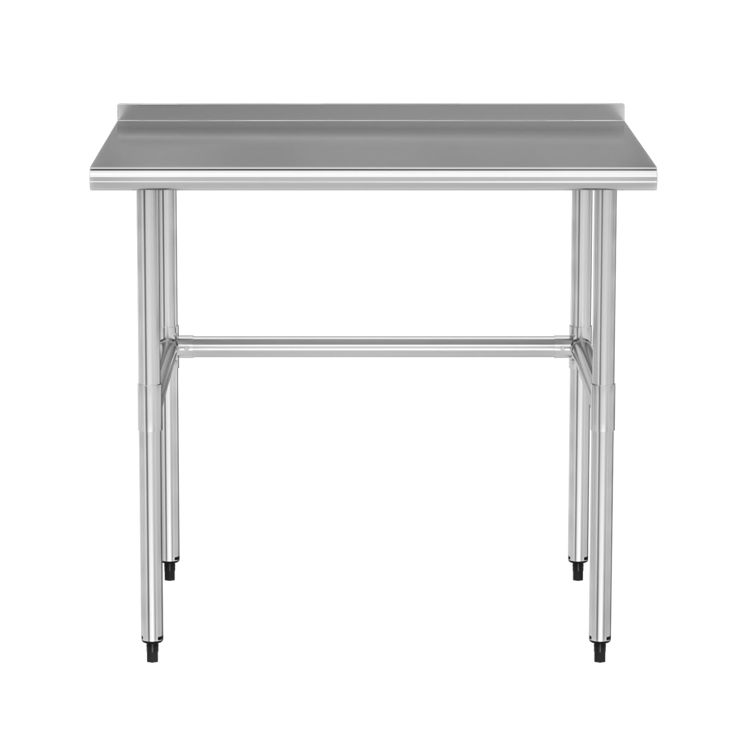 Chingoo Open Base Stainless Steel Work Table 30x36 Inch with Backsplash, Heavy-Duty Prep Table for Commercial Restaurant, Kitchen, Bakery, or Garage