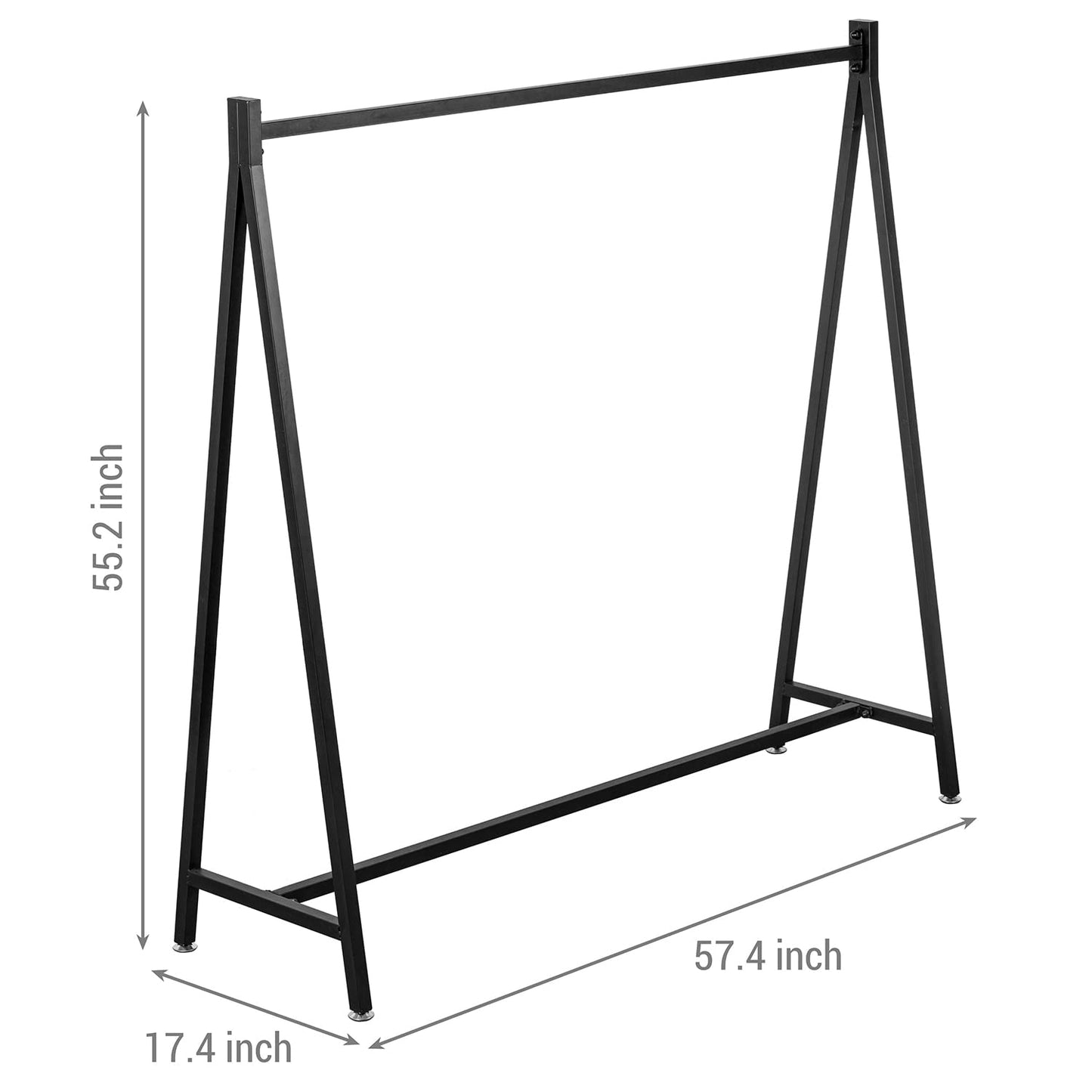 MyGift 57 Inch Modern Black Heavy Duty Metal A-Frame Wardrobe Clothing Rack, Commercial Grade Freestanding Garment Hanger for Bedroom Closet Clothes or Retail Display