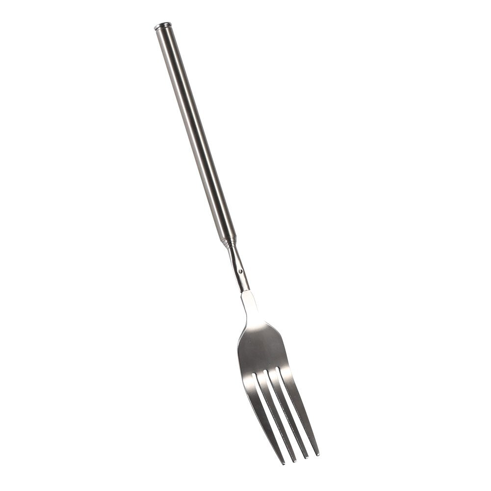 Telescopic Fork, 3PCS Stainless Steel Extendable Long Handle BBQ Dinner Fruit Dessert Fork, Sturdy and Durable 8.7-25.4inch