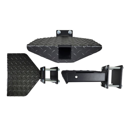 500 lb Rated Heavy Duty Boat Trailer Step – USA Made Welded Steel Boarding Platform – Fits 2" x 4" Trailer Frames – Anti-Slip Diamond Tread – Hardware Included