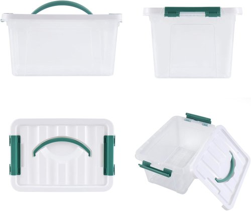 Eslite 6 Quart Clear Plastic Stackable Storage Bins - Latching Box with Handle & Lid, Pack of 6