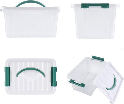 Eslite 6 Quart Clear Plastic Stackable Storage Bins - Latching Box with Handle & Lid, Pack of 6