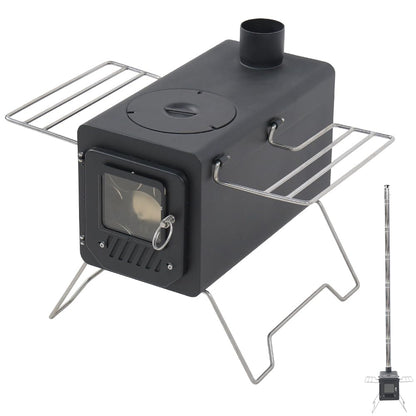 Soomloom Firewood Stove PROTO Heat-Resistant Paint Camping Pellets Combi Carbon Steel Compact Tent Cooking Barbecue BBQ Campfire Chimney Portable Camp Outdoor Heating Hybrid Stove