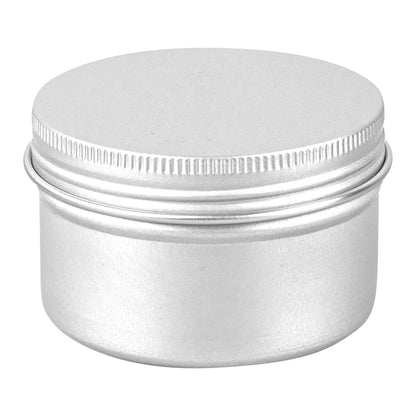 Restaurantware RW Base 4 Ounce Tin Storage Boxes 100 Round Tin Boxes With Lids - Durable Screwable Lids Silver Aluminum Storage Containers Customizable Fits Mints Pills Or Herbs