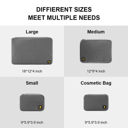 LEVEL8 4 Set Packing Cubes for Carry On Suitcase, Luggage Packing Organizers bag for Travel Accerssories Travel Essentials - Grey
