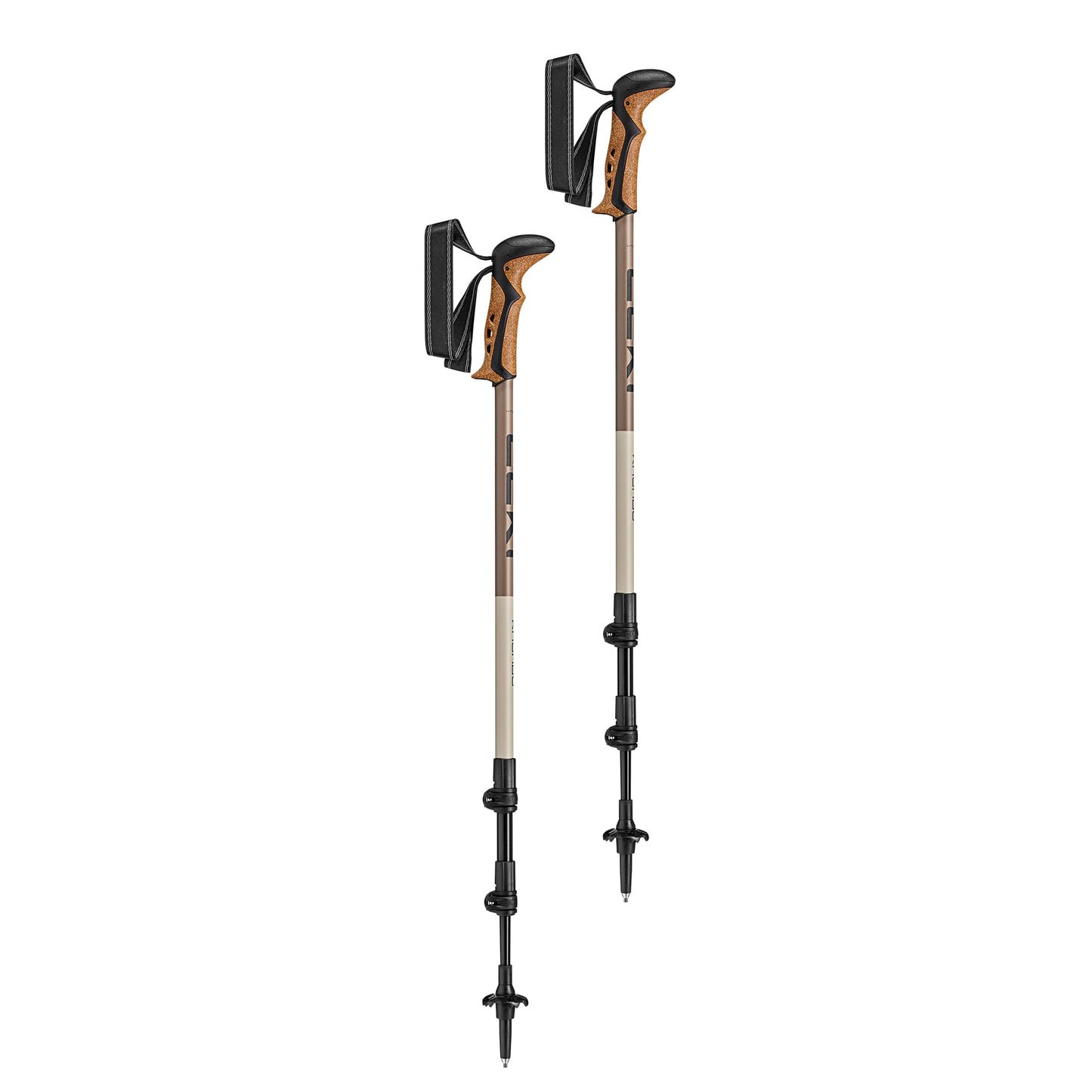 LEKI Khumbu Trekking Poles - Aluminum Collapsible Lightweight Walking Poles for Hiking & Backpacking - Black-Pale Clay Light-Pale Clay Dark - 110-145 cm