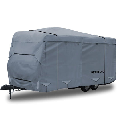 GEARFLAG Travel Trailer Camper Cover Multi-Layers top fits 28' -32' Reinforced Windproof Side-Straps Anti-UV Water-Resistance Heavy Duty for Motorhome RV (Fits 28' - 32')