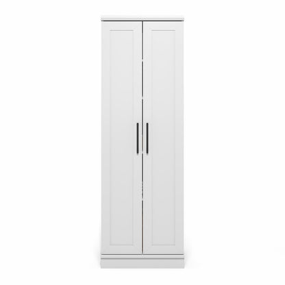 Furinno Robin Storage Cabinet, 5-Tier Pantry Cabinet with Adjustable Shelves, 23W with 2 Shaker-Doors, Kitchen Cabinet, Organization and Storage, for Pantry, Living Room, Home Office, White