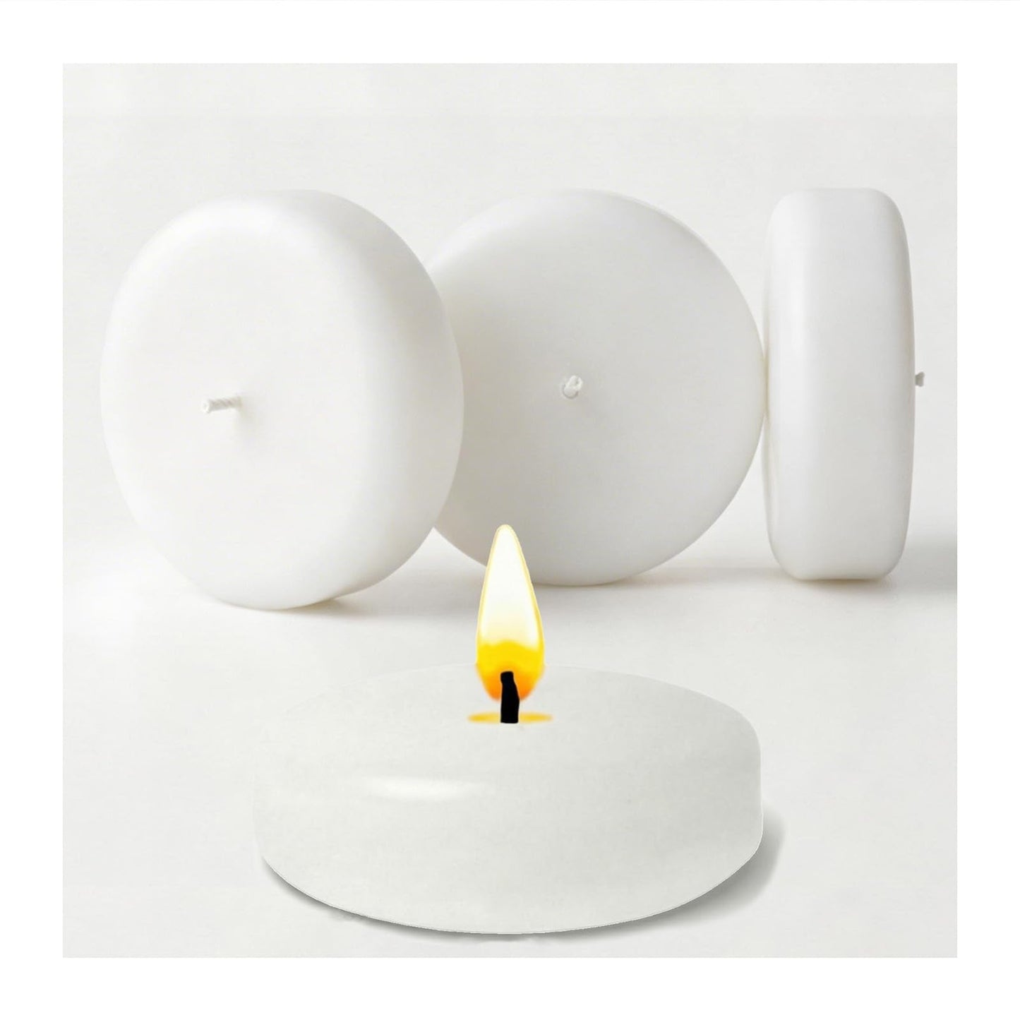 Yinsenda 12 Pack White Floating Candles - 3 Inch Unscented Round Candles, 7-9 Hrs Long Burning for Cylinder Vases, Wedding Centerpieces, Parties & Bath Décor