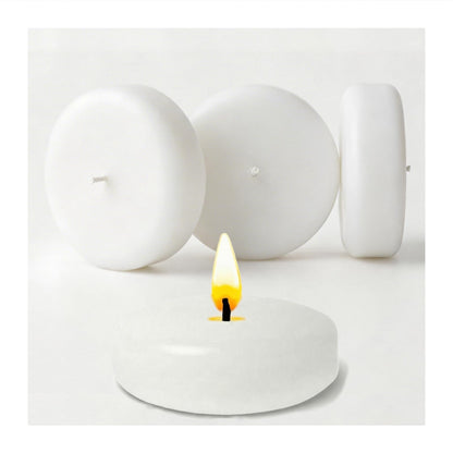 Yinsenda 12 Pack White Floating Candles - 3 Inch Unscented Round Candles, 7-9 Hrs Long Burning for Cylinder Vases, Wedding Centerpieces, Parties & Bath Décor