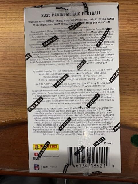 2025 Panini Mosaic Football Trading Cards Blaster Box-36 Cards
