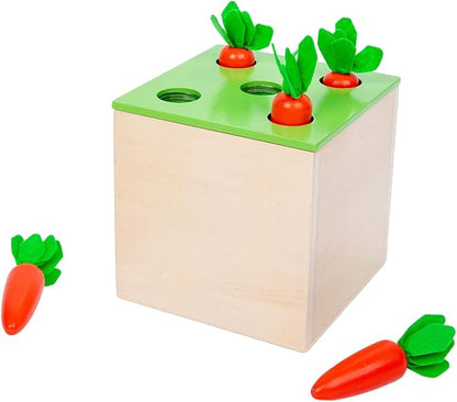 4 in 1 Montessori Play Kit Box - Cotton Swab Board Coin Box Carrot Harvest Game Matchstick Color Drop Game Montessori Toys for Babies 6-12 Months 1 Year 2 Year